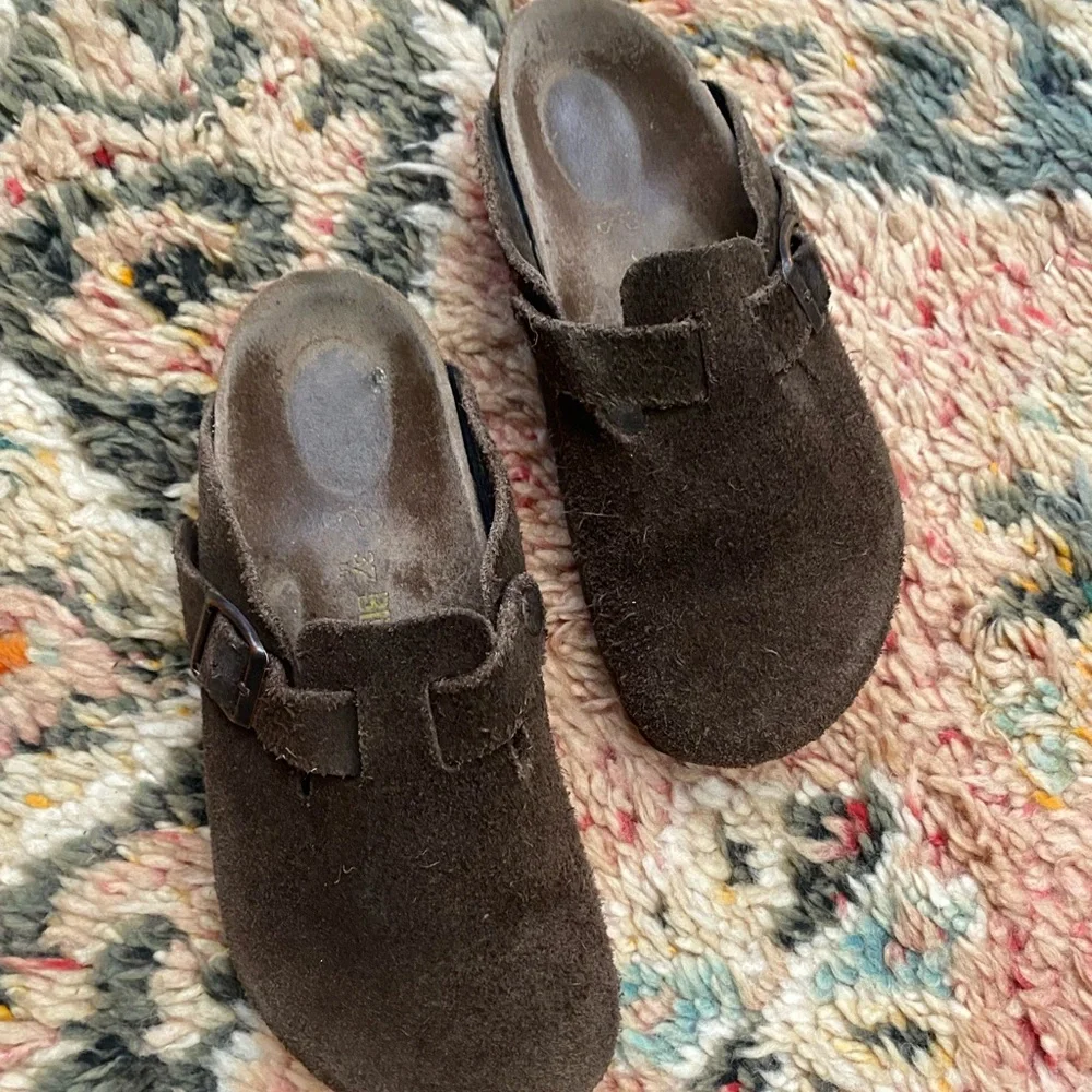 Birkenstock Brown Suede Boston Clogs - Picture 4 of 7